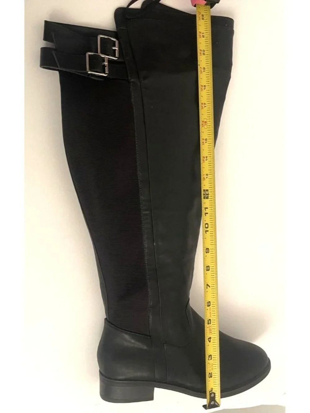 Torrid Black Double Buckle Over The Knee Boot 9 (WW) Gothic Biker Riding Moto
